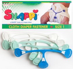 Snappi Cloth Diaper Fasteners – Pack of 5 (2 Mint Green, 2 White, 1 Blue)