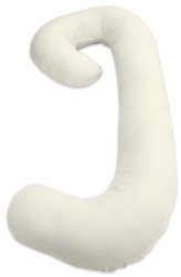 Snoogle Chic 100% Cotton Jersey Knit Total Body Pregnancy Pillow with Easy on-off Zippered Cover-Ivory