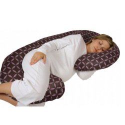 Snoogle Chic – Snoogle Total Body Pregnancy Pillow with Easy-off Zippered Cover – 100% Cotton Brown & Lilac Circles