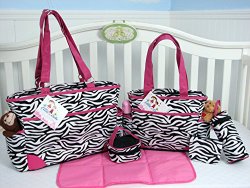 SoHo Collection, Pink Zebra 6 pieces Diaper Bag set *Limited time offer !*