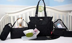 SoHo Collection, Tribeca 9 pieces Diaper Tote Bag set *Limited time offer * (Black)