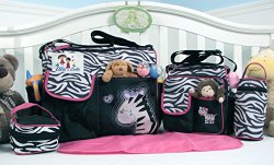 Soho Collection, Zebra Diaper Bag 5 Pieces Set