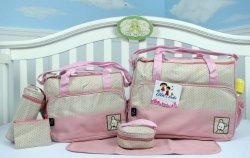 SOHO- Pink Diaper bag with changing pad 6 pieces set