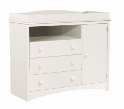 South Shore Furniture, Peak-a-Boo Collection, Changing Table with Drawers, Pure White