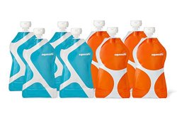 Squooshi Reusable Food Pouch | 8 Pack – G.O. Pattern | Refillable Squeeze Pouches for Kids of All Ages