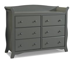 Stork Craft Avalon 6 Drawer Universal Dresser, Gray