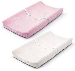 Summer Ultra Plush Change Pad Cover, Pink/White, 2 Count