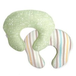 The Doodle DazeTM themed momboTM nursing pillow slipcover :light green and striped