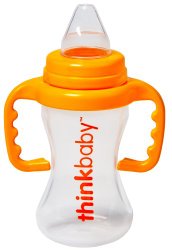 Thinkbaby BPA Free No Spill Sippy Cup, Orange/Natural, 9 Ounce