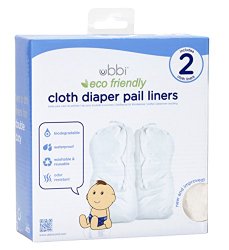 Ubbi Twin Pack Cloth Diaper Pail Liner, White