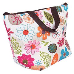 Waterproof Picnic Insulated Fashion Lunch Cooler Tote Bag Travel Zipper Organizer Box,A70-Flower
