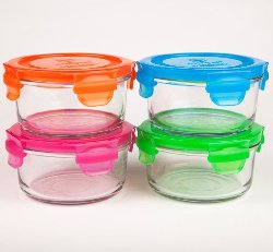 Wean Green Lunch Bowl 13oz/400ml Food Glass Containers – Multi Color Garden (Set of 4)