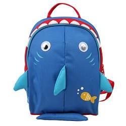 Yodo Upgraded Playful Kids Insulated Lunch Boxes Carry Bag and Preshool Toddler Backpack, with Safety Harness Leash and Name Label, Navy Shark