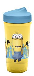Zak Designs Toddlerific Perfect Flo Toddler Cup with the Minions, Double Wall Insulated Construction and Adjustable Flow Technology, Break-resistant and BPA-free Plastic, 8.7oz