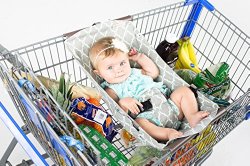 Binxy Baby Shopping Cart Hammock (Gray and Aqua Quatrefoil)