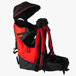 Deluxe Red Baby Back Pack Cross Country Carrier Stand Child Kid Sun Shade Visor