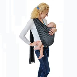 E’Plaza® Brand New 6 in 1 Baby Sling Ring Adjustable Infant Stretchy Wrap Newborn Shoulder Pouch Breathable Mesh Baby Carrier Backpack Breastfeeding Birth to 3 Years (gray)