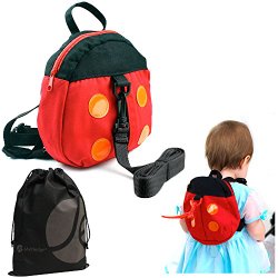 JAVOedge Ladybug Toddler Backpack With Safety Harness