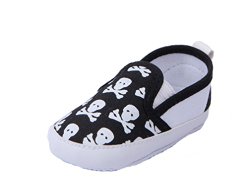 JTC Baby Crawl Crib Skull Printed Slip- On Leisure Single Shoes (Length:approx 5”, Black)