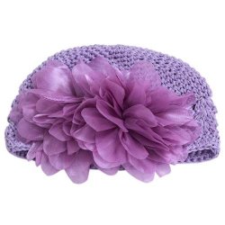 Lovelyhome Flower Crochet Beanie Knitted Cap Hat Girl Warm 3-18M, Purple
