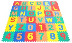 Non-Toxic Alphabet Letters & Counting Numbers (A-Z, 0-9) Non-Recycled Quality Soft Foam Learning Waterproof Playmats – Each Tile: 12″ X 12″ X ~9/16″ Extra Thick