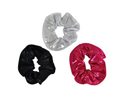 Obersee Kids Hair Tie Scrunchie, Silver/Black/Berry, One Size