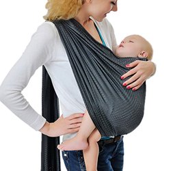 Vlokup Adjustable Baby Water Ring Sling Baby Carrier Infant Wrap with Aluminum Ring One Size Grey