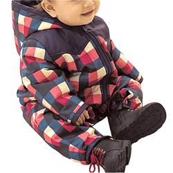 Winter Infant Baby Boys Red Blue Plaid Thicken Jumpsuit Hooded Outwear Size 3-6 Months