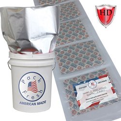 5 Gallon Heavy Duty Mylar bags with 2000cc oxygen absorbers Individually Sealed (Made in USA) (6)