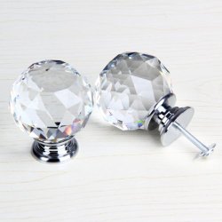 50mm Clear Crystal Glass Door Knob Cabinet Cupboard Pull Drawer Handle Kitchen Wardrobe Home Hardware Come with Screw 1PCS