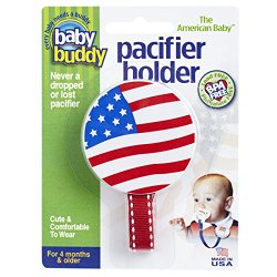 Baby Buddy American Baby Pacifier Holder. Styles may vary from US Flag, I Love USA, God Bless America