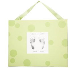 Baby Footprint Kit and Canvas (Baby Shower Gift for Parents, Grandparents and the Nursery), Green Bubbles