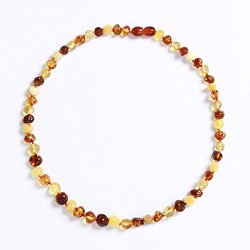 Certified Natural Baltic Amber Baby Teething Necklace [Color: Mixed Baroque / Length 12.5″] by V&T Amber