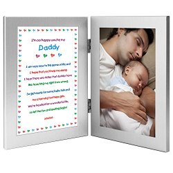Daddy Gift From Newborn – New Dad Sweet Poem in Double Frame – Add Photo