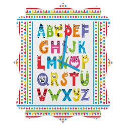 DENY Designs Andi Bird Alphabet Monsters Quatrefoil Clock, Small