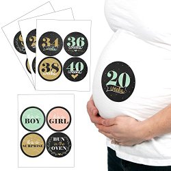 Floral Chalkboard – 16 Piece Weekly Pregnancy Belly Stickers Set