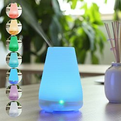 Gethome 100ml Aroma Essential Oil Diffuser,Ultrasonic Air Humidifier with Auto shut off,7 Color Changing LED Lights for Home SPA Hotel
