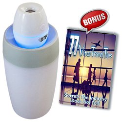 GTP USB Mini Personal Travel Cool Mist Portable Ultrasonic Room Humidifier – BONUS 77 Secret Travel Tips eBook – Keeps Air Moist – Helps You Stay Healthy Year Round – White