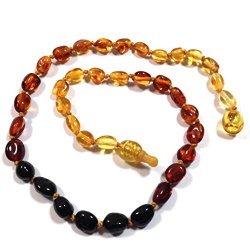 Hazelaid (TM) 12″ Pop-Clasp Baltic Amber Rainbow Bean Necklace