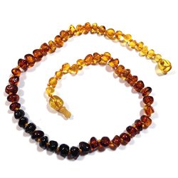 Hazelaid (TM) 12″ Pop-Clasp Baltic Amber Rainbow Round Necklace