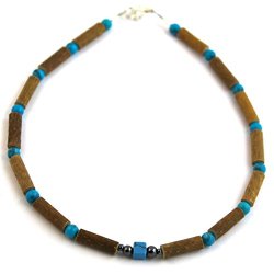 Hazelaid (TM) Child Hazelwood-Gemstone Necklace – 11″ Turquoise