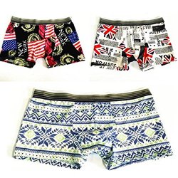 KAKA(TM) Men’s Boxer Underwear Cartoon Pattern Breathable Absorbent Briefs 3-Pcs Set-(24-29inch/40-55kg)-L