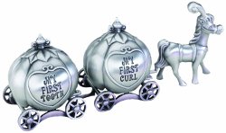 Lillian Rose Keepsake Pewter Tooth and Curl Box, Fairytale Coach, 2″ x 5″