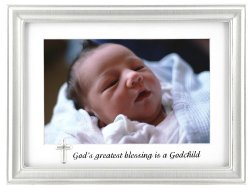 Malden International Designs Godchild Charms Picture Frame, 4 by 6-Inch, Silver