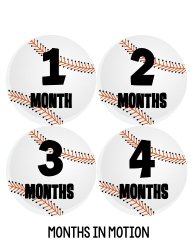 Months in Motion 224 Baby Month Stickers for Newborn Boy Baseball