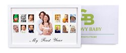 My First Year New Baby Picture Frame – Classic White Wooden Baby Photo Frame – With Presentation Box – Baby Christmas Gift – Lifetime Warranty