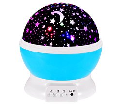 [Newest Generation] Ponvey Night Lighting Project/ Lamp, Romantic Rotating Combos Projector Perfect for Kids Bedroom/ Christmas Gift (Star Sky Moon, Blue)