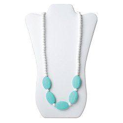 Nixi Sasso Teething Necklace, White/Turquoise