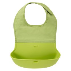 OXO Tot Silicone Roll Up Bib with Comfort-Fit Fabric Neck ,Green