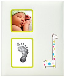 Pearhead Baby Book Giraffe with Clean Touch Ink Pad Included, Ivory
